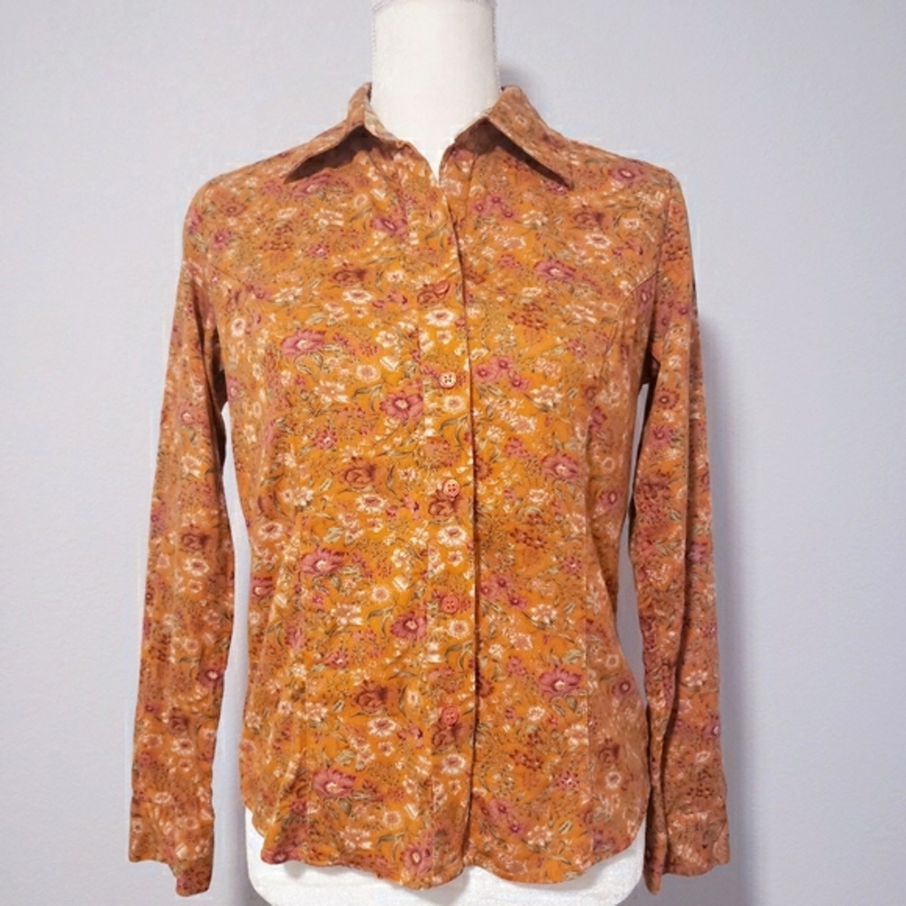 Lemon grass Button down shirt s boho floral - Picture 5 of 13